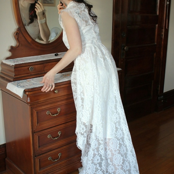 Antique Lace Dress with Pearl Buttons - Picture 2 of 8